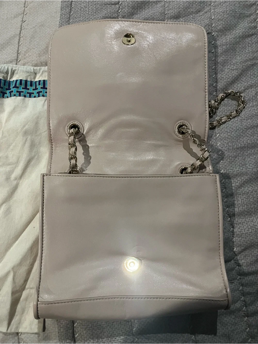 Tory Burch Quilted Leather Chain-strap Shoulder Bag in Light Beige
